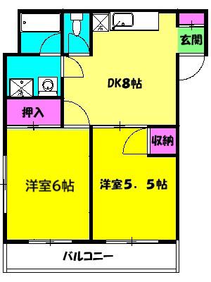 パールハイム(2DK/2階)の間取り写真