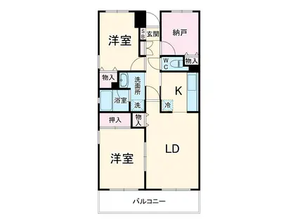 ソシア勝見田(3LDK/2階)の間取り写真