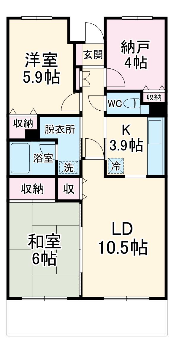 ソシア勝見田(2SLDK/4階)の間取り写真
