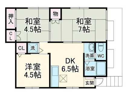 石川マンション(3DK/1階)の間取り写真