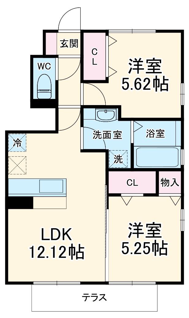 アヴニール・Ⅰ(2LDK/1階)の間取り写真