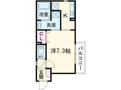 カルデア(1K/2階)の間取り写真