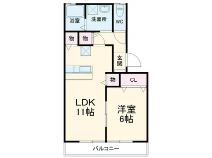 フォルトゥーナ(1LDK/1階)の間取り写真