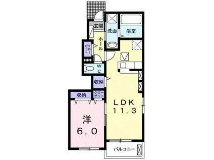 ルミネエトワールⅠ(1LDK/1階)の間取り写真