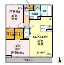 プログレス ガーデン B(2LDK/3階)の間取り写真