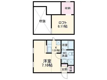 プリマラウレアⅡ(ワンルーム/2階)の間取り写真