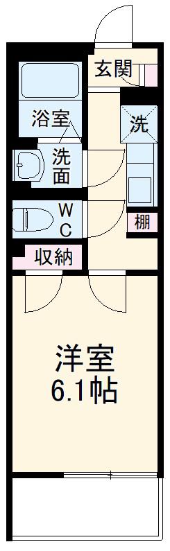 クレイノビッグアロー川崎(1K/1階)の間取り写真
