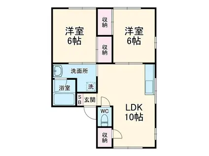 シティハイムチハル1(2LDK/1階)の間取り写真