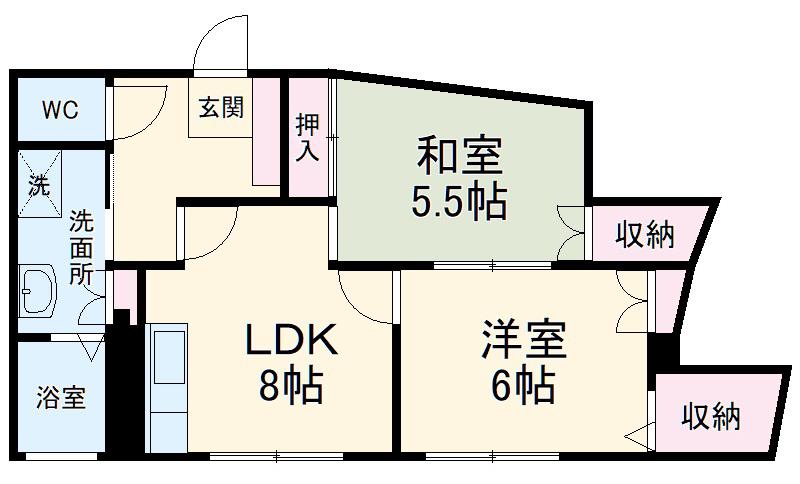 五洋ビル(2DK/3階)の間取り写真