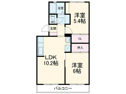 マンション大丸(2LDK/2階)の間取り写真