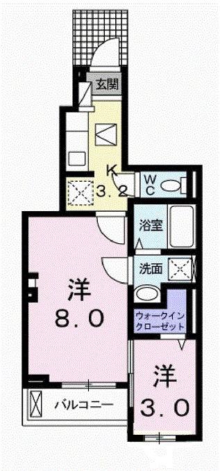 サニーレジデンスⅡ(2K/1階)の間取り写真