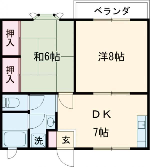 ハイツM&M A(2DK/2階)の間取り写真