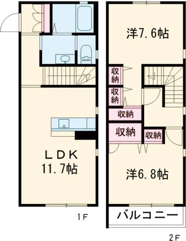 積水ピュアステージ(2LDK/1階)の間取り写真