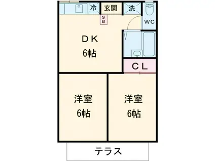 エステート学園(2DK/1階)の間取り写真