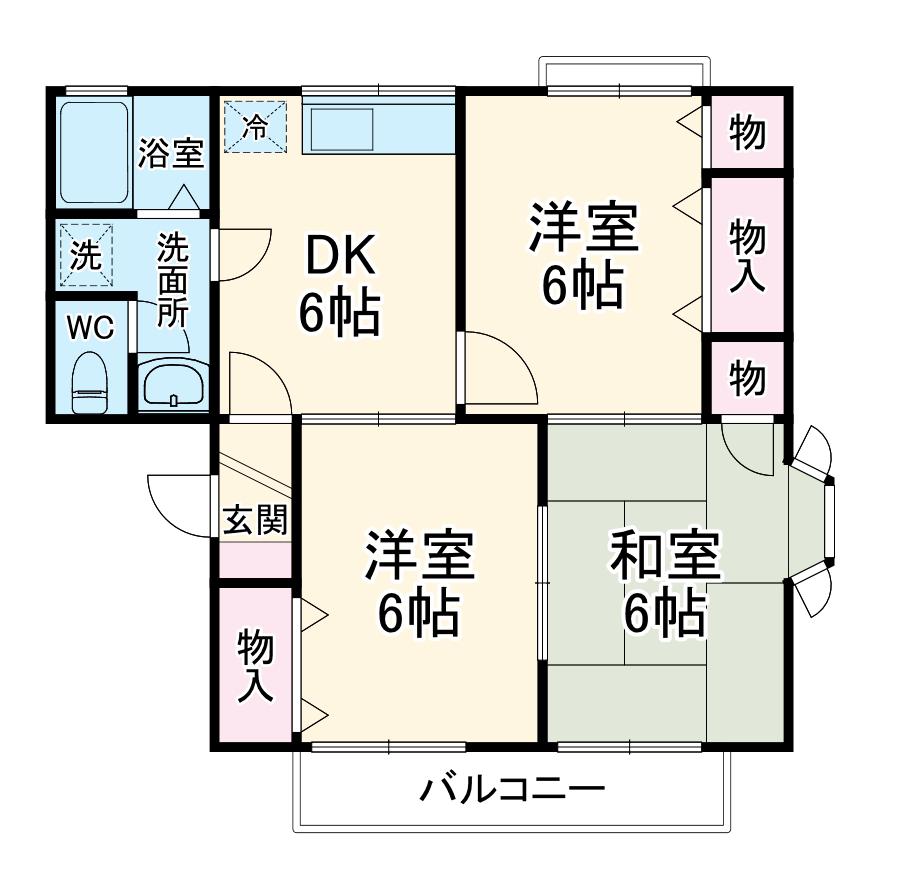 シャトル大戸Ⅲ(3DK/2階)の間取り写真
