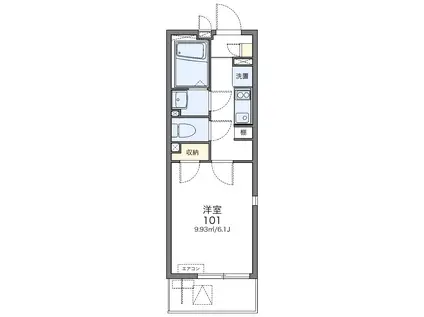 レオネクストポルト ボヌール(1K/2階)の間取り写真