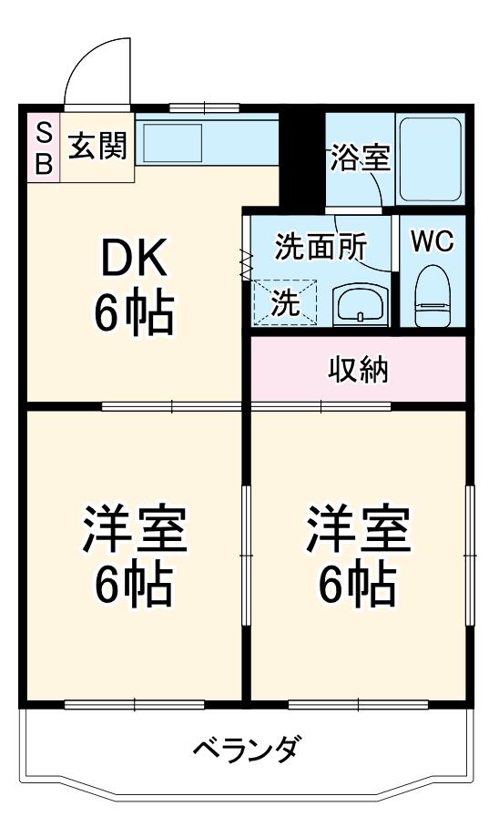 コーポラスサンライズ(2DK/2階)の間取り写真