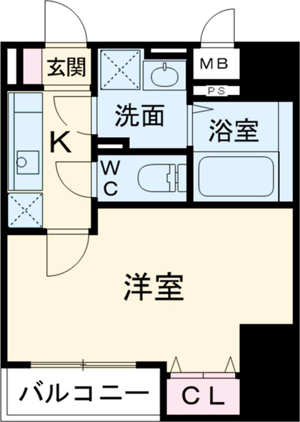 Yフラット-貝塚(1K/2階)の間取り写真