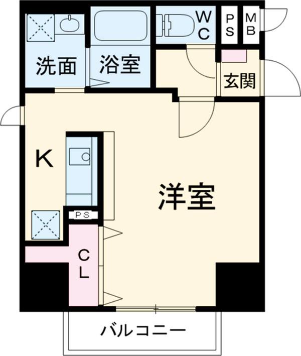 Yフラット-貝塚(ワンルーム/6階)の間取り写真