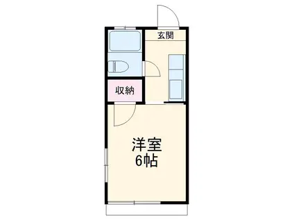パールハイム(1K/1階)の間取り写真