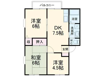 サニーキャッスル(3DK/2階)の間取り写真