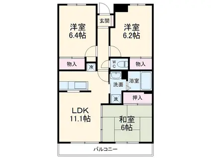 グリーンフォレスト(3LDK/5階)の間取り写真