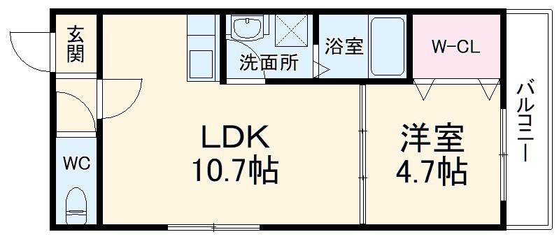 スクエアプレイス豊中(1LDK/3階)の間取り写真