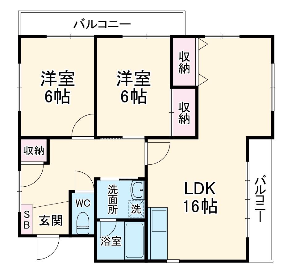 アルカディア(2LDK/3階)の間取り写真