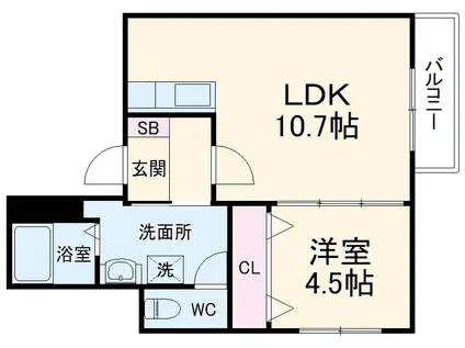 スクエアプレイス豊中(1LDK/3階)の間取り写真
