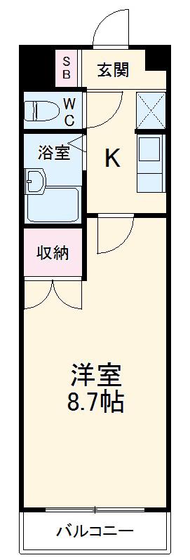 サンセイハイツ社台(1K/3階)の間取り写真