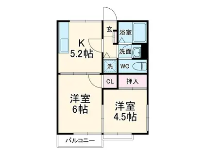 ハイツアドバンス2(2DK/2階)の間取り写真