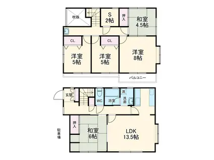 東北本線 蓮田駅 徒歩22分 2階建 築41年(5SLDK)の間取り写真