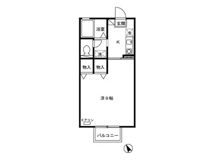 ロワール城南(1K/1階)の間取り写真