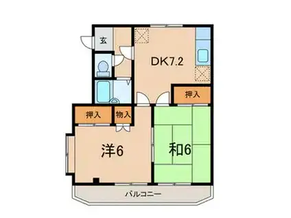 プレシャスナイン(2DK/2階)の間取り写真