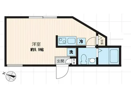 FULLEA世田谷(ワンルーム/2階)の間取り写真