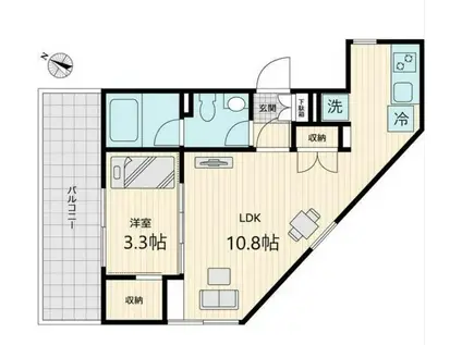 FULLEA世田谷(1LDK/4階)の間取り写真