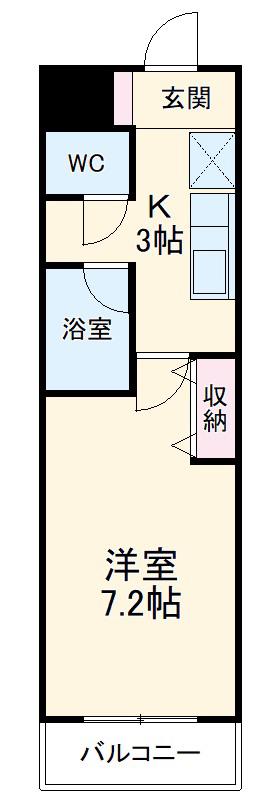 セザール北山(1K/3階)の間取り写真