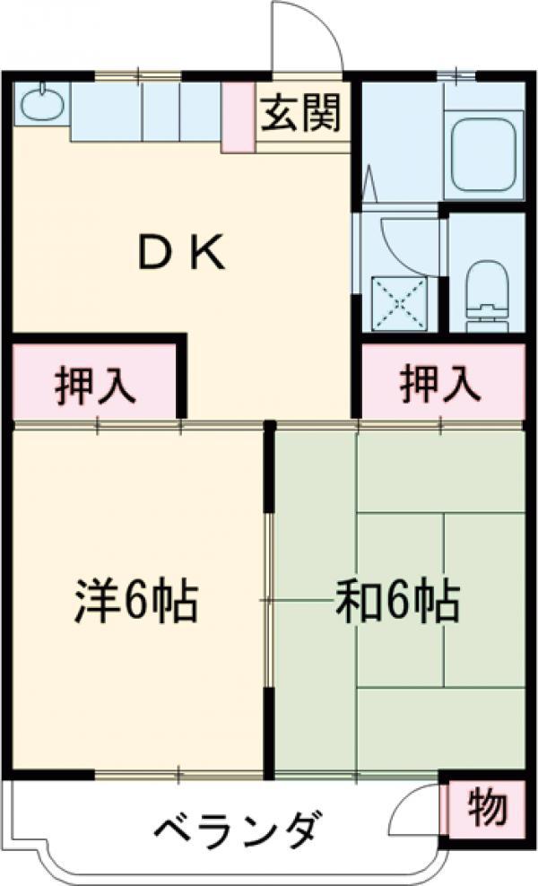 ハイネスタテノ(2DK/3階)の間取り写真