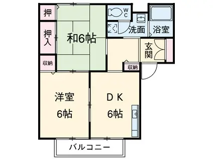 はまなすの家C(2DK/1階)の間取り写真