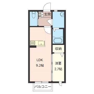 シャインミヤマエF(1SK/2階)の間取り写真