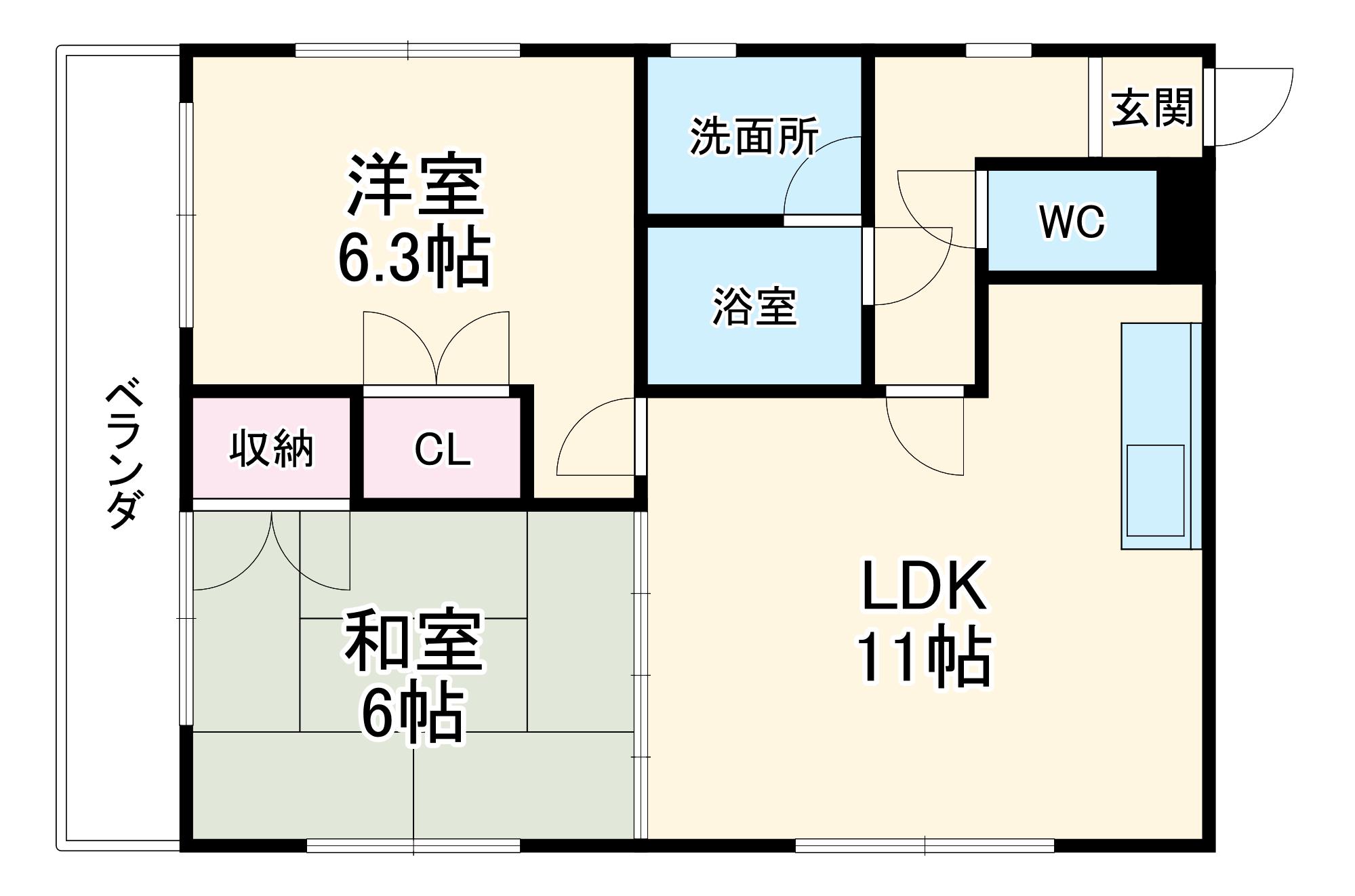 ビレッジコーポ桶光(2LDK/1階)の間取り写真