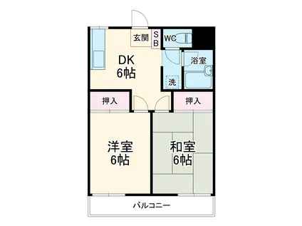 メゾン渡辺A(2DK/1階)の間取り写真