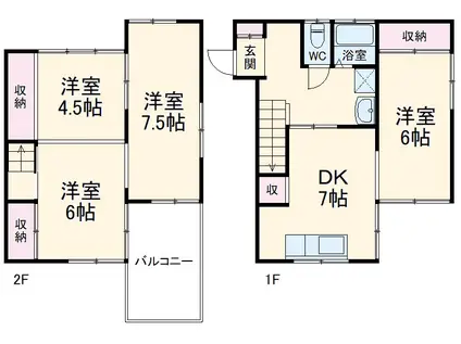 東武伊勢崎・大師線 せんげん台駅 徒歩28分 2階建 築54年(4DK)の間取り写真