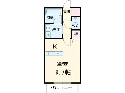 リバーサイドΑⅡ(ワンルーム/1階)の間取り写真