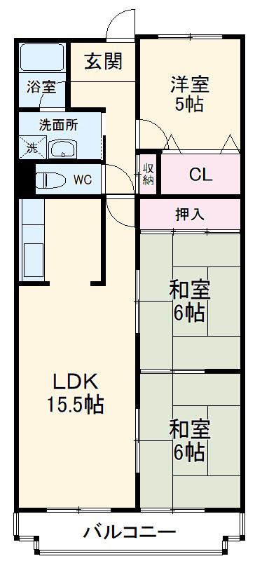 ルノン茨木(3LDK/3階)の間取り写真