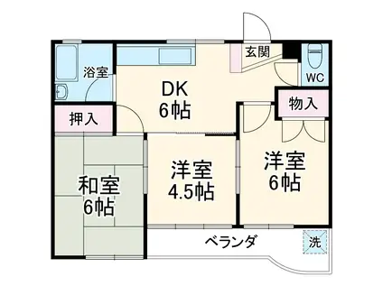 カーサバレンシアときわ(3DK/3階)の間取り写真