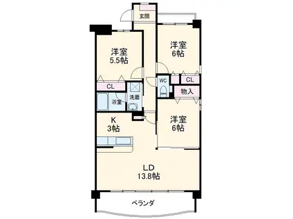 シャルム(3LDK/3階)の間取り写真