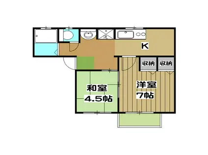 メゾンエスポワールⅡ B棟(2K/2階)の間取り写真