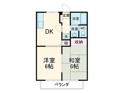 ハイツ桐(2DK/1階)の間取り写真