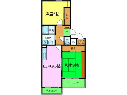 ハイム エミネンス(2LDK/1階)の間取り写真